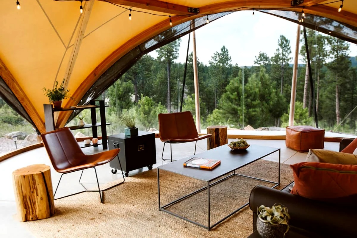 Deluxe Glamping Tent at Mount Rushmore Resort: Experience luxury glamping in a deluxe tent at an award-winning resort near Mount Rushmore, South Dakota.