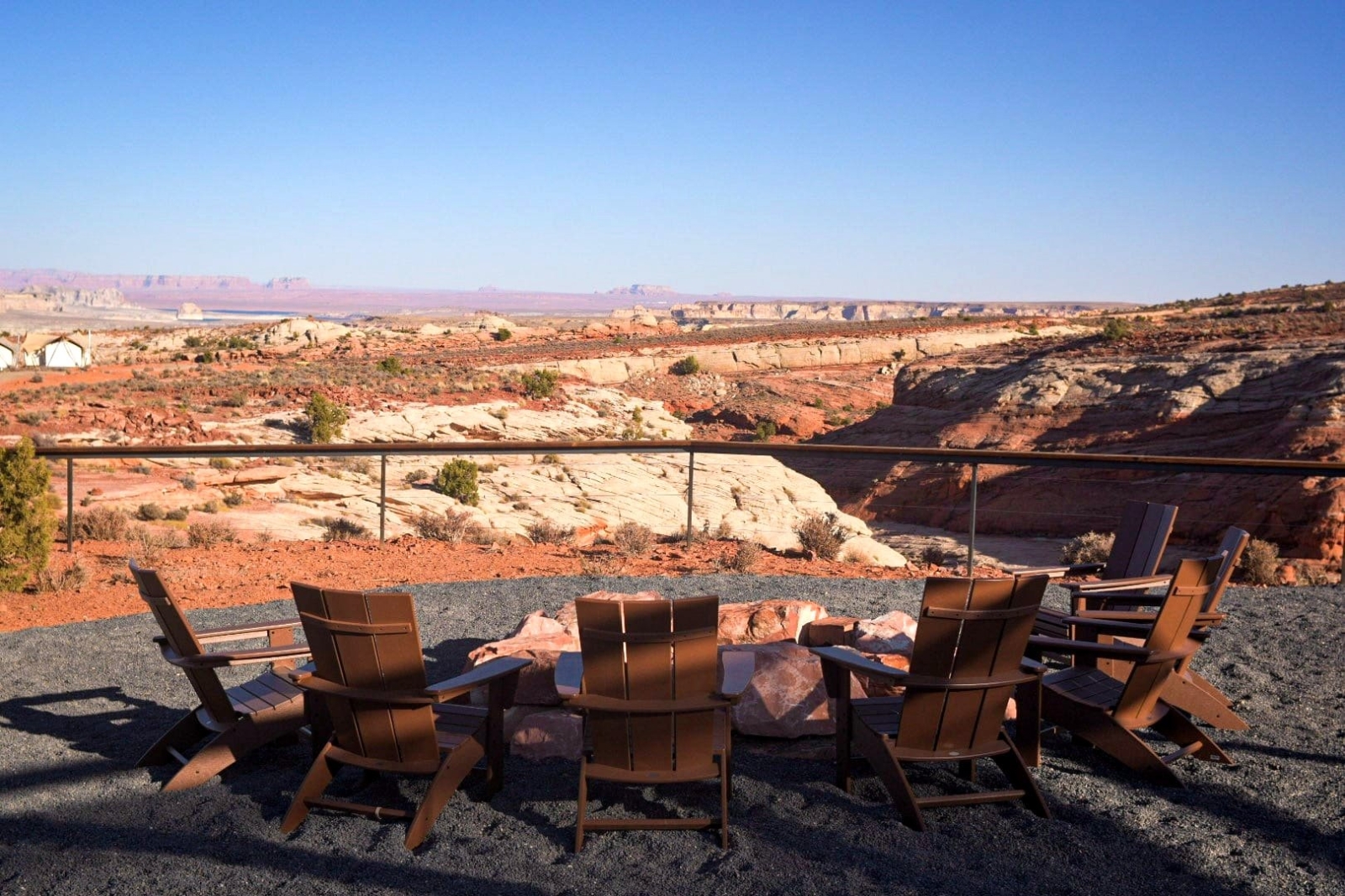 Private Deck with Night Sky Views: Stargaze from the private deck of a glamping tent at the world's first DarkSky-certified resort at Lake Powell, Utah.